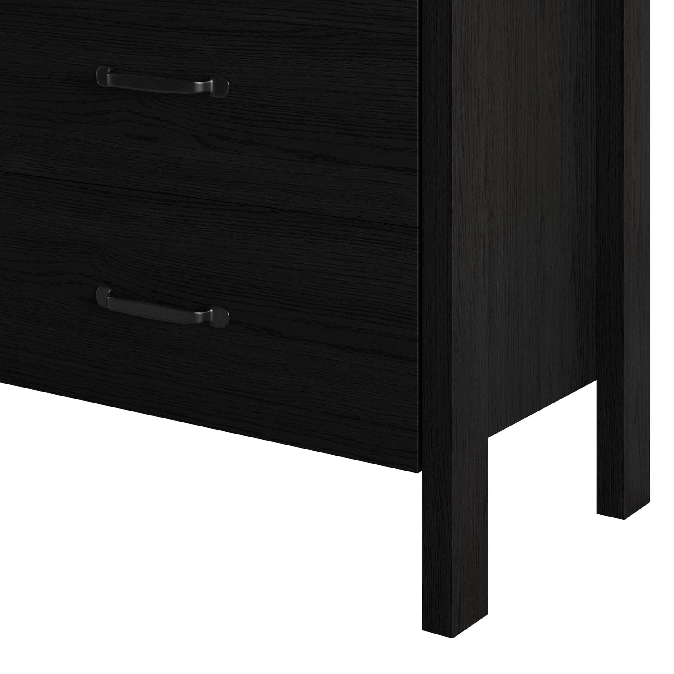 Home Design Alamosa Nightstand with Two Drawers and Open Shelf, Space-Saving Design, Black (Set of 2)