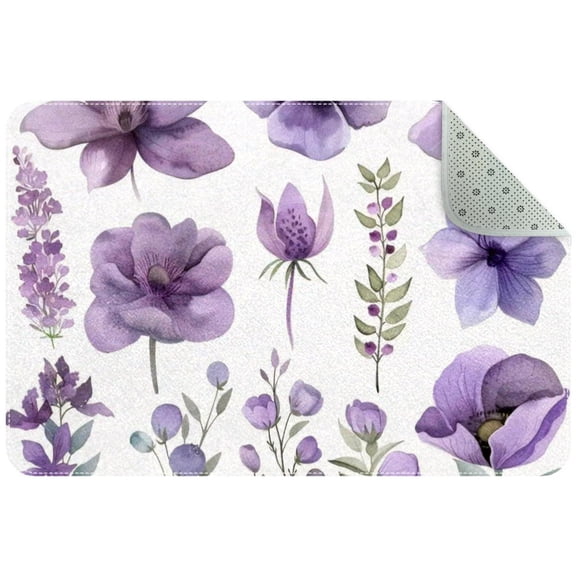Purple Mauve Lilac Lavender Flowers Entryway Rug, 2x3 Area Rug Indoor Door Mat Non-slip Washable Floor Carpet Rug for Bedroom Office Dining Room Bathroom