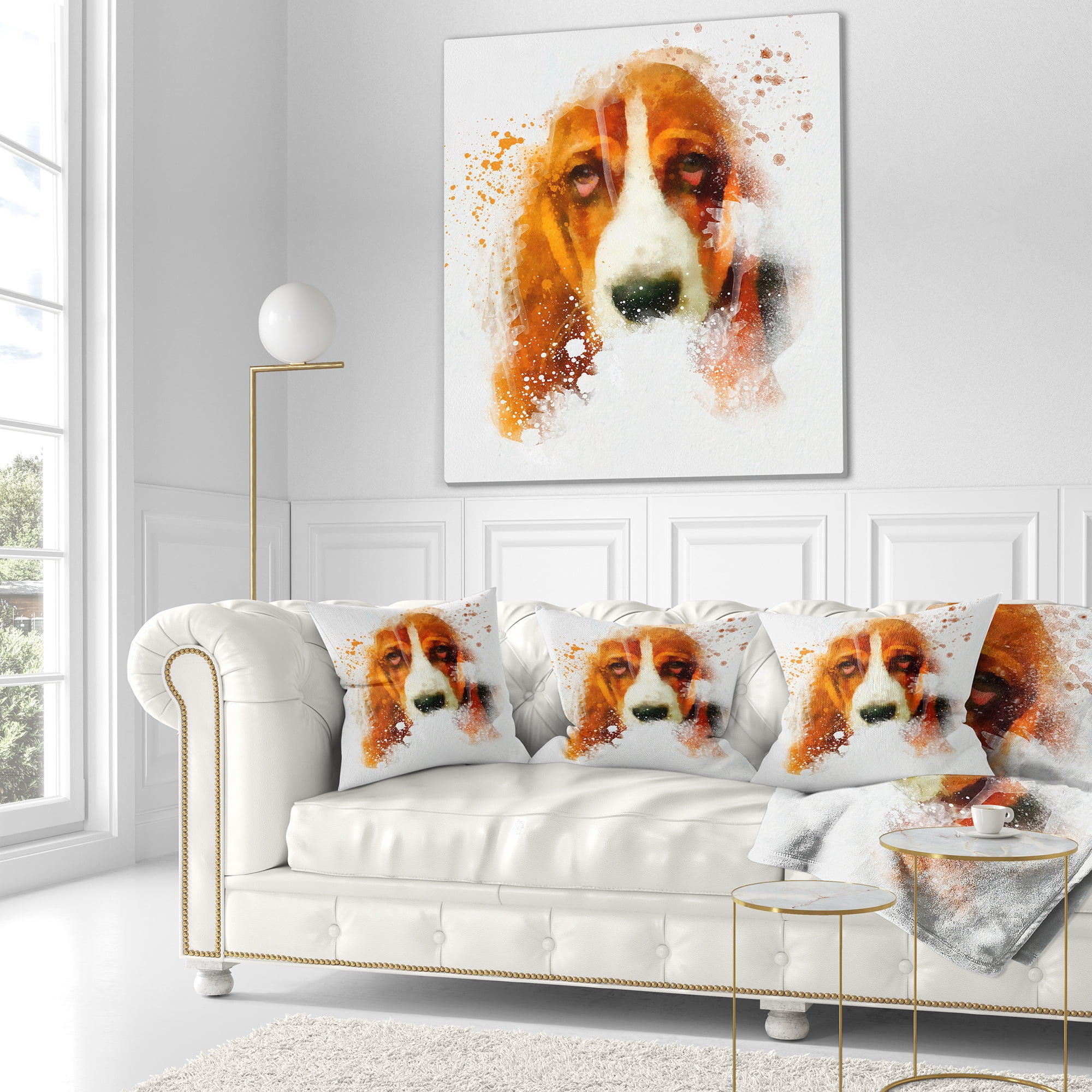 Designart Sober Brown Dog Portrait - Animal Throw Pillow - 16x16