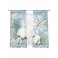 thumbnail image 2 of Sheer Curtain Panels Starfish Seashell Rod Pocket Voile Window Curtains Wood Grain Window Treatments Ligh Filtering Privacy Curtain Drapes for Bedroom Living Room 2 Panel Set 63 Inch Length,, 2 of 9