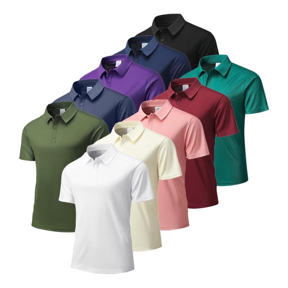 Men Quick Dry Short Sleeve Golf Polo Shirts Breathable Athletic Collared Work Casual Polo T-Shirts