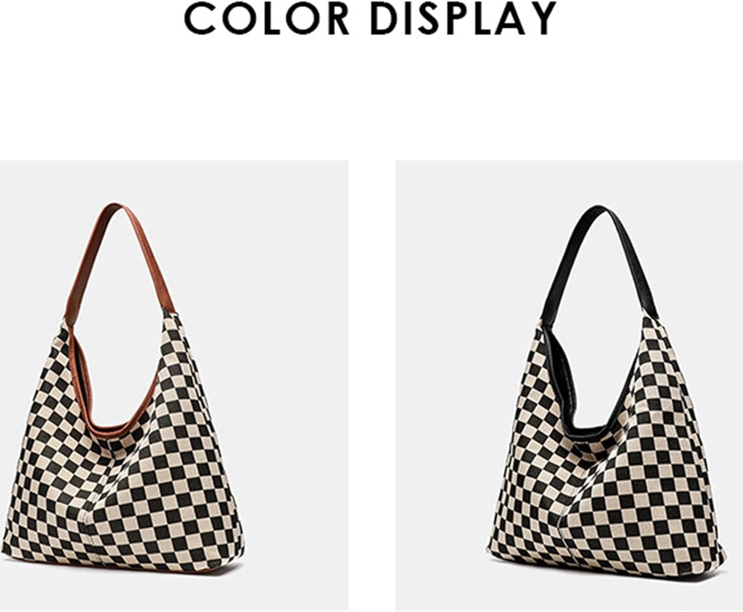 Sdmnsg-T Slouchy Shoulder Bag Checkered Y2K Hobo Tote Bag for Women Vintage Checkerboard Large Capacity Crossbody Purse Casual Retro For Mom,Women