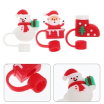 Soimiss 6Pcs Airtight Silicone Straw Covers Christmas Reusable Straw Tips for Outdoor and Indoor Use