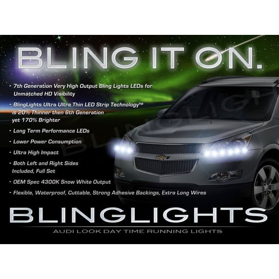 For 2009 2010 2011 2012 Chevrolet Chevy Traverse LED Strips Headlamp Headlight Day Time Running Lamps