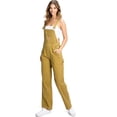 thumbnail image 2 of Revolt Women's Juniors Baggy Straight Leg Twill Overalls (Mustard, Large), 2 of 9