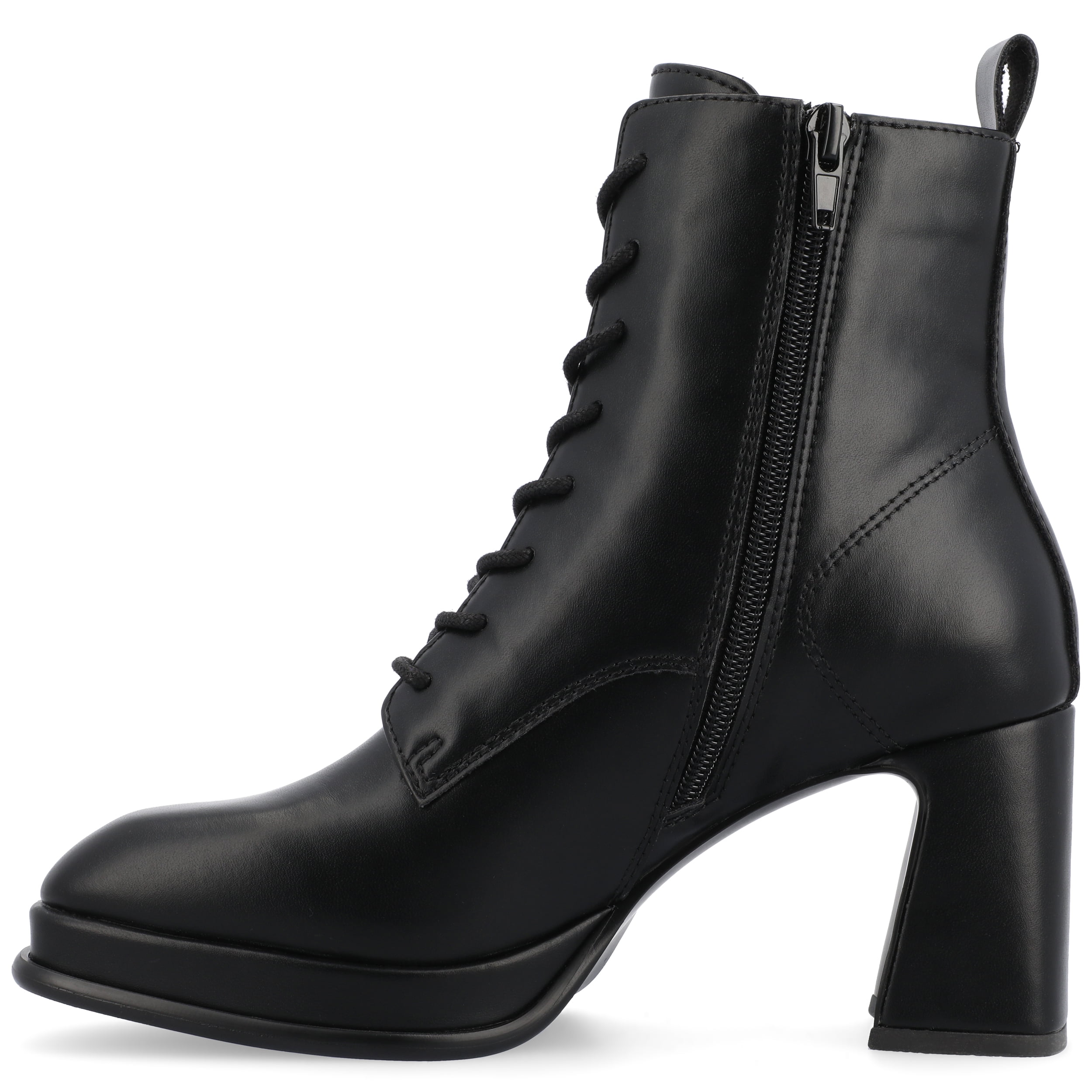 Journee Womens Kalindi Lace Up and Zip Entry Square Toe Booties, Widths Available