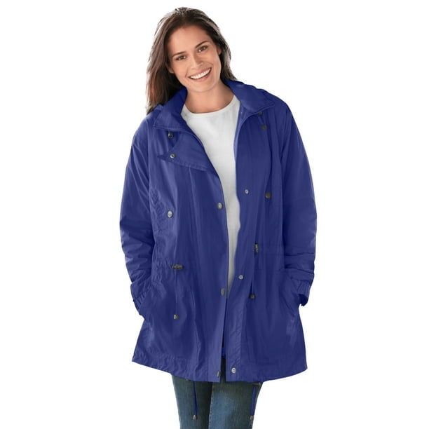 regeling verf toewijding Woman Within Women's Plus Size Fleece-Lined Taslon Anorak Rain Jacket -  Walmart.com