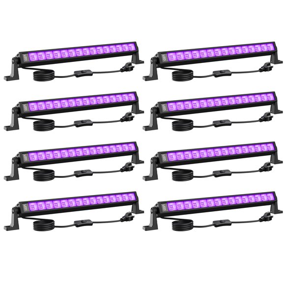 Barra de luz LED negra Lamvip 42 W, 8 piezas con cable e interruptor de 5 pies
