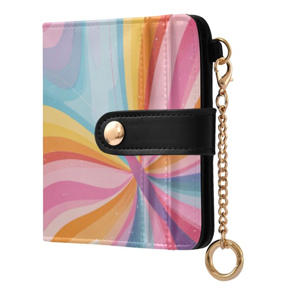 Womens Wallet PU Leather Bifold Small Purse with RFID Blocking Credit Card Holder Colorful Rainbow Butterfly