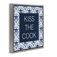 thumbnail image 3 of Stupell Industries Kiss The Cook Blue Florals Gray Framed Floater Canvas Wall Art design by Annie LaPoint, 18 x 18, 3 of 9