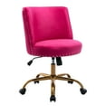 thumbnail image 4 of Accent Office Computer Desk Swivel Velvet Desk Chair with Nailhead Trim and Metal Legs, Height Adjustable Vanity Chair Rolling Tufted Chair for Living Room Bedroom Lounge, Fushia, 4 of 8