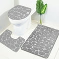 thumbnail image 3 of COFEST 3-Piece Bathroom Carpet Set Soft Non Slip, Absorbent Bath Mat with Cobblestone Design, Machine Washable Plush Bathroom Rug Set Gray, 3 of 5