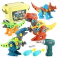 thumbnail image 1 of Juguete De Construcción De Dinosaurios, Superficies Alisadoras, Articulaciones Móviles, Juguete De Dinosaurio Con Taladro Eléctrico Para Juego Diario, 1 of 8