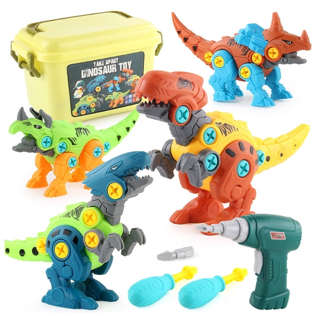 Juguete De Construcción De Dinosaurios, Superficies Alisadoras, Articulaciones Móviles, Juguete De Dinosaurio Con Taladro Eléctrico Para Juego Diario