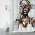 thumbnail image 2 of African American Women Portrait Painting Shower Curtain With Hooks Set-Nana, 2 of 6