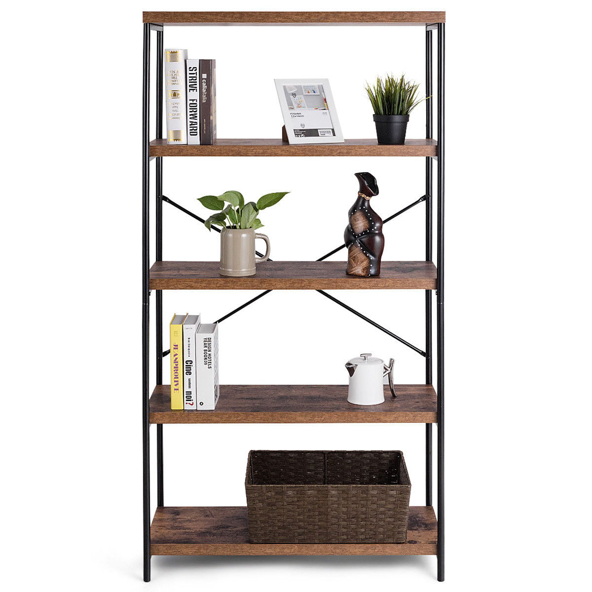 Multipurpose Open Bookcase Industrial Shelf Display Rack Storage Organizer 