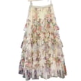 thumbnail image 3 of Elegant A-Line Tulle Skirt with Multiple Tiers - Women's Midi Length Long Skirt with a Secure High Elastic Waist,Spliced printed mesh cake skirt skirt floral fluffy long skirt, 3 of 6