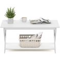 thumbnail image 4 of Modern Simplistic Coffee Table, 2-Tier Rectangle Modern Coffee Table with Open Shelf and X-Legs, Criss-Crossed Side Table, for Living Room, Bedroom, Home Office, White, 4 of 6