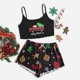 thumbnail image 1 of Conjunto de pijama Floral de Navidad para mujer, ropa de dormir Sexy de 2 piezas, camisola de satén de algodón, Top y pantalones cortos, conjunto de Pijamas para mujer, 1 of 4