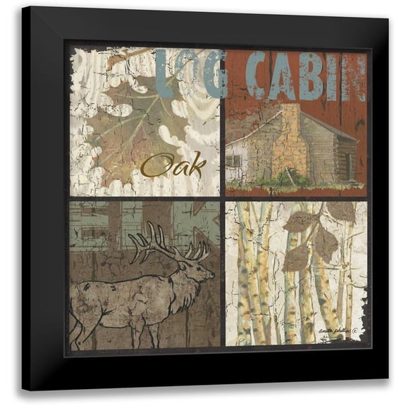 Phillips, Anita 12x12 Black Modern Framed Museum Art Print Titled - Log Cabin