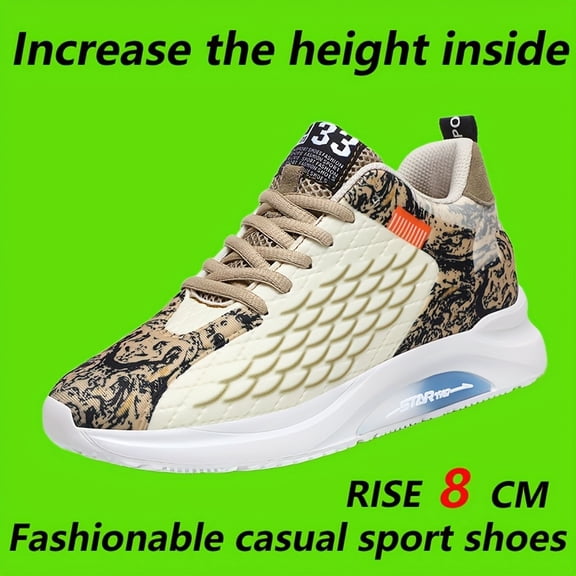 Men'S Height-Increasing Sneakers with Cushioned EVA Sole - Low-Top Lace-Up Shoes Black & Colorway - All-Season Gym, Running, Casual Shoes - Height Increase for Men, Gym Footwear, Sporty Design, Brea