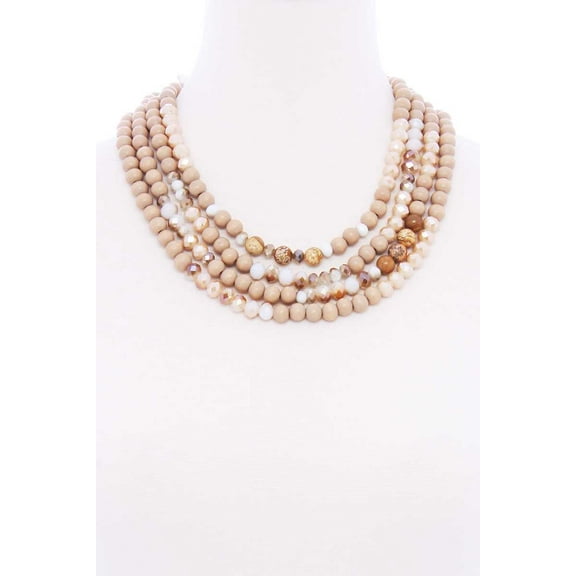 Chunky 4 Layered Bead Multi Necklace Mint