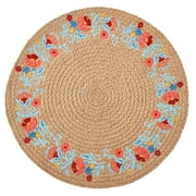The Pioneer Woman Sweet Rose Embroidered Jute Round Placemat, Multicolor, 15"
