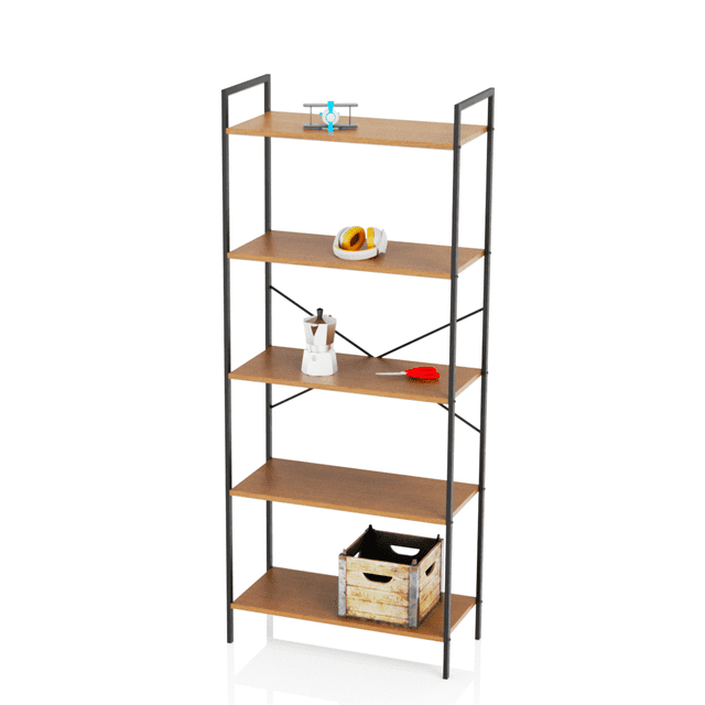 Librero Organizador 5 Repisas Moderno Madera Estante Negro
