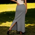 thumbnail image 5 of RQYYD Linen Flared Maxi Skirt with Back Slit Elastic Waist Drawstring Long Flowy Ankle-Length Skirt, 5 of 5