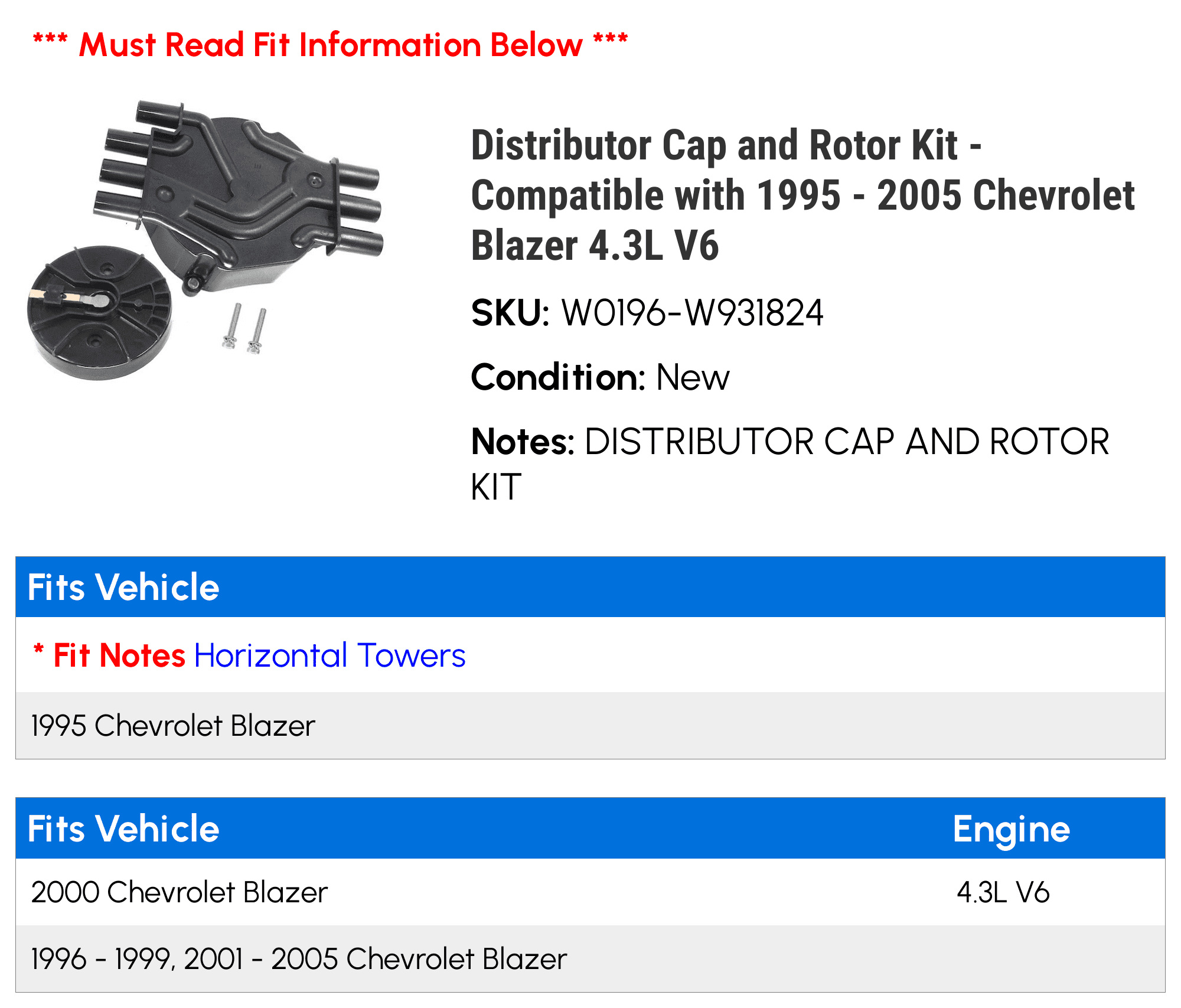 1999 chevy blazer distributor cap and rotor