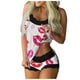 thumbnail image 1 of Gibobby Lencería de encaje para mujer Ropa de dormir Pantalones cortos sin mangas Lencería de encaje Estampado Conjunto Pijamas Mujeres Íntimos,Ropa para San Valentín(C, M), 1 of 4