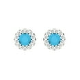 thumbnail image 3 of 1.18 Ct Round Cut Halo Studs Blue Turquoise 14K White Solid Solid Gold Everyday Dainty Earrings Screw Back, 3 of 7