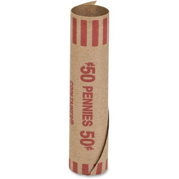 PAP-R Tubular Coin Wrappers Total $0.50 in 50 Coins of 1 Denomination - Heavy Duty, Burst Resistant - Kraft - Red