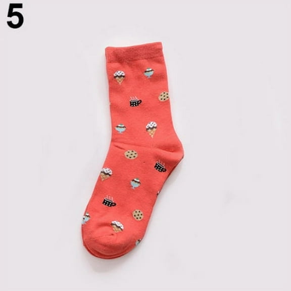 harmtty Unisex Cartoon Food Sushi Fruit Pattern Short Tube Cotton Blend Socks,Red