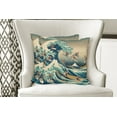 thumbnail image 3 of Ambesonne Japanese Wave Throw Pillow Cover Pack of 2, Surfers Ukiyo-e Ocean, 2 Pcs-26"x26", Seafoam Blue Eggshell, 3 of 5