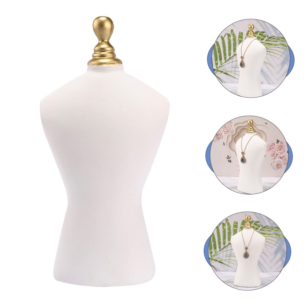 FONDOTIN White Resin Jewelry Display Mannequin Necklace Holder for Boutique and Retail Store Presentation