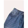 thumbnail image 6 of FEDPOP Girls Wide Leg Baggy Jeans, High Waisted Denim Pants with Pockets, Casual Y2K Loose Trousers for Kids, Blue, 8-14Y, 6 of 7