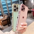 thumbnail image 4 of for iPhone 11 Case Plating Love Heart Phone Case TPU with Full Unique Full Camera Lens Protection Reinforced Corners Fun Cute Side Small Pattern Electroplate Case,Pink, 4 of 15