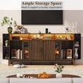thumbnail image 6 of Blotout 81'' LED Fireplace TV Stand with 36'' Fireplace & Power Outlet for 85/90''TV, Modern Entertainment Center with Fluted Sliding Door & Curved Side Cabinets, Wooden Media Console for Living Room, 6 of 10