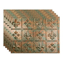 FASÄDE Fleur de Lis Decorative Vinyl Backsplash 15 sq ft Kit in Copper Fantasy