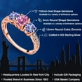 thumbnail image 2 of Gem Stone King 18K Rose Gold Plated Silver 3-Stone Ring Oval Pink Moissanite and Tanzanite Blue (1.94 Cttw, Size 7), 2 of 6