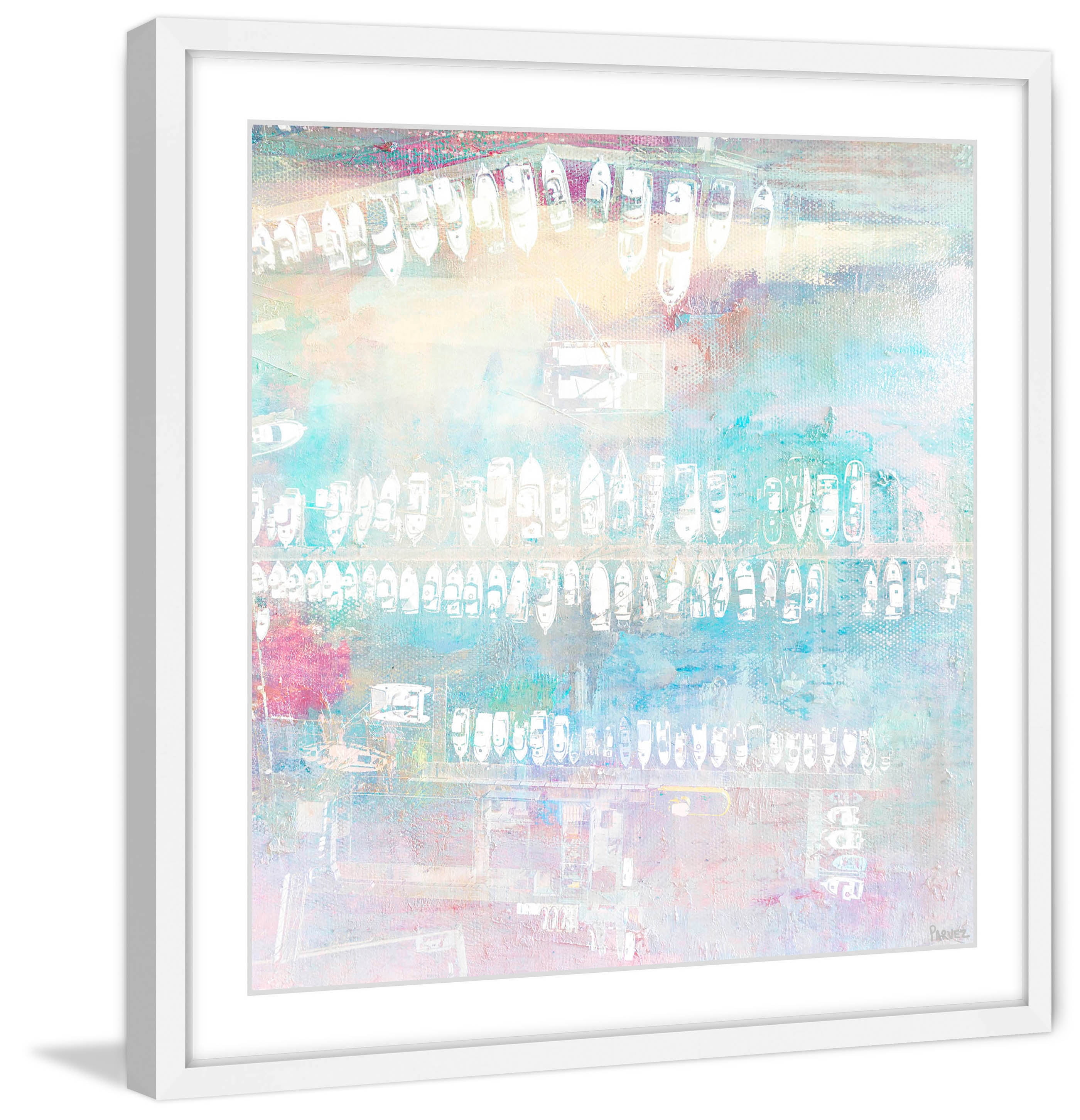 "Many White Boats" Framed Painting Art Print, 18" x 1.5"
