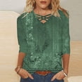 thumbnail image 2 of Jewelreauty Women Plus Size Tunic Tops Elbow Length Criss Cross Floral T-Shirts Summer Casual Tee, 2 of 5