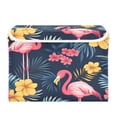 thumbnail image 7 of Yayeee Collapsible Cube Storage Bin with Lid Fabric Closet Decorative Basket with Handles, Red Floral Flamingo, 7 of 7