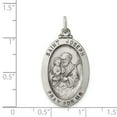 thumbnail image 2 of 925 Sterling Silver Solid Satin Oxidized St. Joseph Medal Charm 35x20mm Wide Pendant Necklace for Women, 2 of 2