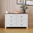 thumbnail image 2 of Glavbiku Retro Farmhouse Wooden 6 Drawer Dresser ,Storage Cabinet for Bedroom,White, 2 of 10