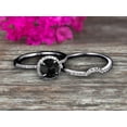 thumbnail image 4 of Round Cut 2.25 Carat Black Diamond Moissanite Engagement Ring Set With Curved Diamond Matching Band 10k White Gold Bridal Ring Set, 4 of 5