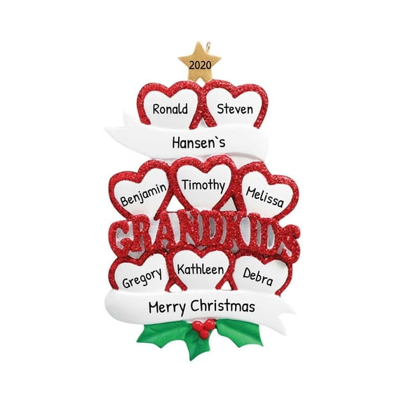 Personalized Grandparents Christmas Ornament 2024 8 Grandkids Name 1 Count - Ornaments by Elves