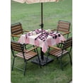 thumbnail image 5 of Square Outdoor Tablecloth with Umbrella Hole Checkered Bow Outside Table Cloth Waterproof Patio Table Cover Butterfly Tie Pink Black Leopard Print Zipper Tablecloths for Picnic Camping 54x54 Inch, 5 of 8
