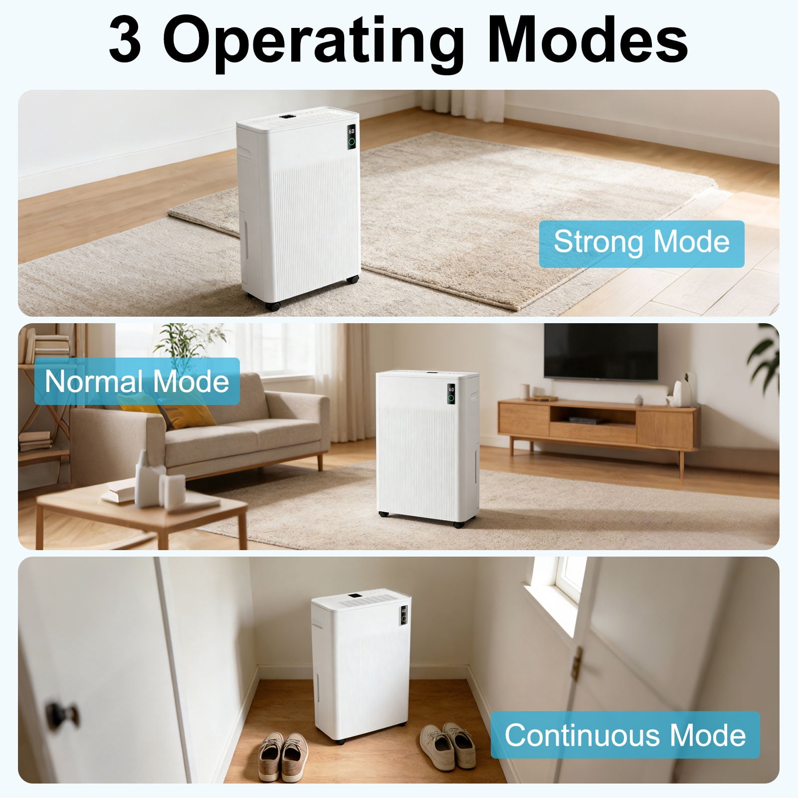 70 Pint Basement Dehumidifier for Home – Covers up to 4500 Sq.Ft, 3 Modes with Intelligent Humidity Control, Continuous Drain Hose, Quiet Operation, Dry Clothes, 24HR Timer